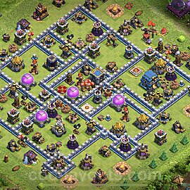 Anti Everything TH12 Base Plan with Link, Hybrid, Copy Town Hall 12 Design, #58