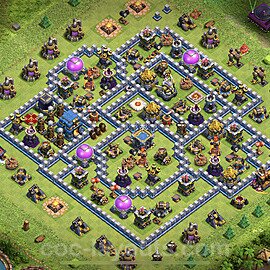 Anti Everything TH12 Base Plan with Link, Hybrid, Copy Town Hall 12 Design 2023, #60