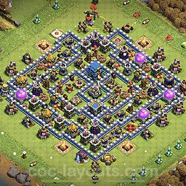 TH12 Trophy Base Plan with Link, Anti 2 Stars, Hybrid, Copy Town Hall 12 Base Design 2023, #61