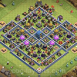 Municipio livello 12 Base + Link, Legend League, Ibrido - Miglior Disposizione Villaggio per Difesa COC 2023 TH12 - #66