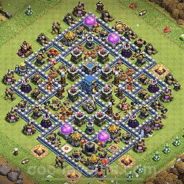 TH12 Trophy Base Plan with Link, Anti 2 Stars, Hybrid, Copy Town Hall 12 Base Design 2023, #71