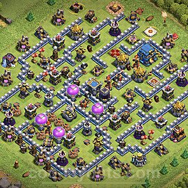 Anti Everything TH12 Base Plan with Link, Hybrid, Copy Town Hall 12 Design 2023, #91