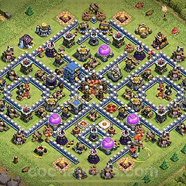 Diseño de aldea Anti 3 Estrellas Ayuntamiento 12 Copiar, Híbrido - COC TH12 Perfecta Distribucion 2023 + Enlace - #92