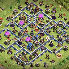 Diseño de aldea Anti Todo Ayuntamiento 12 Copiar, Anti 3 Estrellas - COC TH12 Perfecta Distribucion 2023 + Enlace - #96