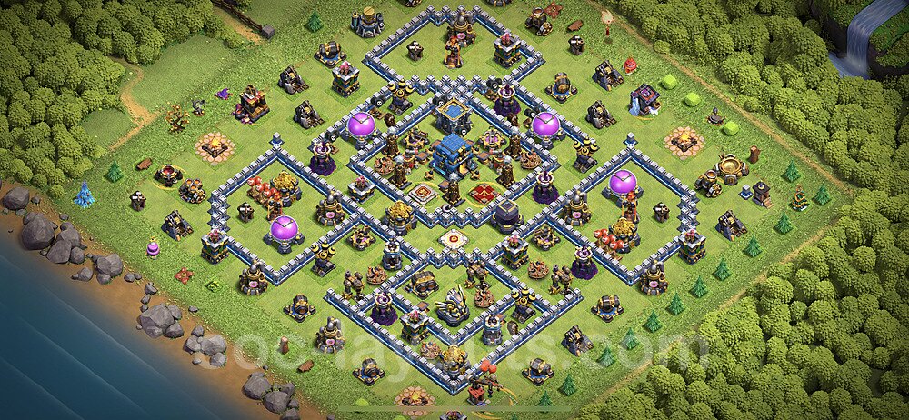 TH12 Trophy Base Plan with Link, Hybrid, Copy Town Hall 12 Base Design 2023, #106