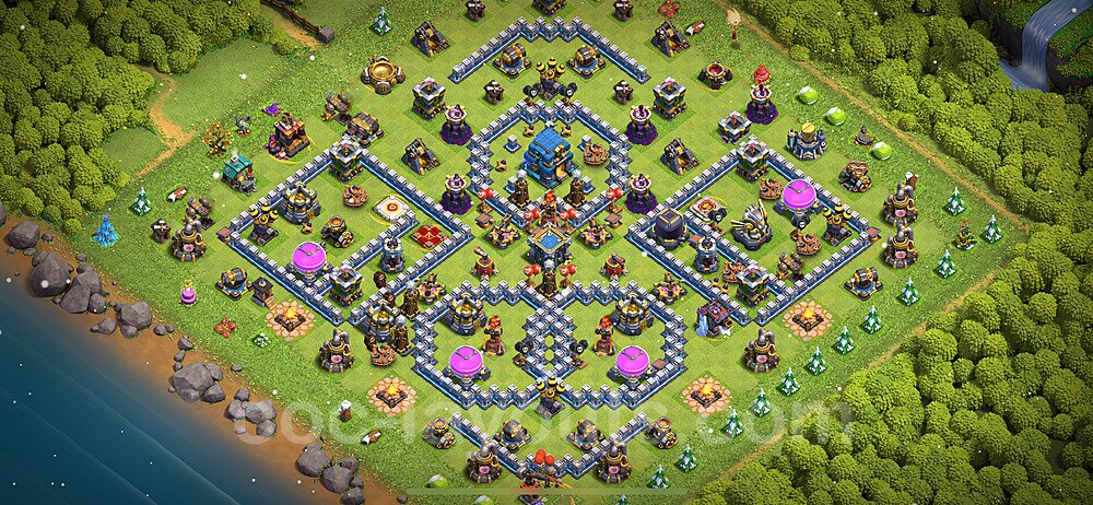 Anti Everything TH12 Base Plan with Link, Hybrid, Copy Town Hall 12 Design 2024, #118