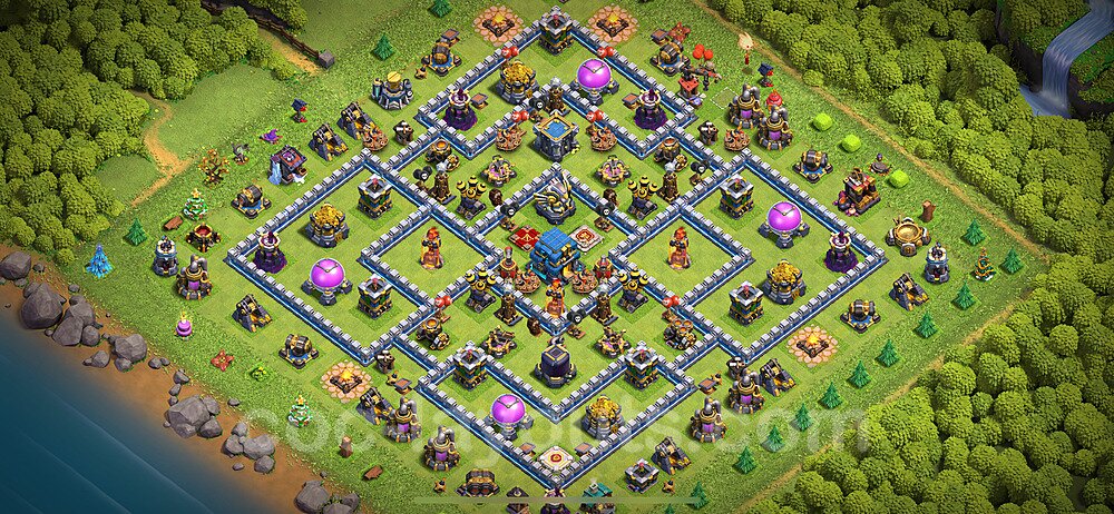 TH12 Anti 2 Stars Base Plan with Link, Hybrid, Copy Town Hall 12 Base Design 2024, #134