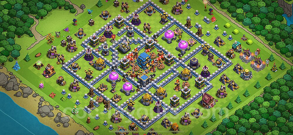 Diseño de aldea para Defensa Ayuntamiento 12 Copiar - COC TH12 Perfecta Distribucion 2025 + Enlace - #147