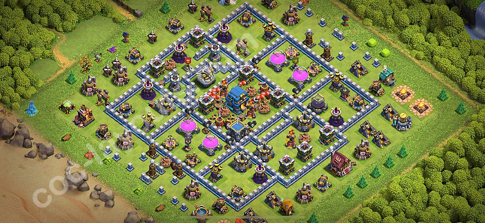 TH12 Trophy Base Plan with Link, Copy Town Hall 12 Base Design 2026, #147