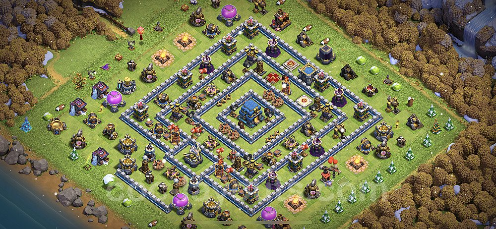 Full Upgrade TH12 Base Plan with Link, Anti Air / Electro Dragon, Copy Town Hall 12 Max Levels Design, #15