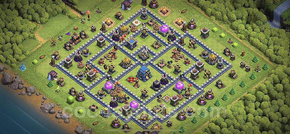 Anti Everything TH12 Base Plan with Link, Hybrid, Copy Town Hall 12 Design 2021, #32