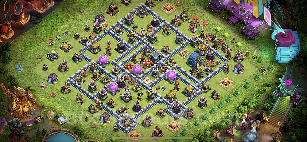 Anti Everything TH12 Base Plan with Link, Hybrid, Copy Town Hall 12 Design 2022, #58