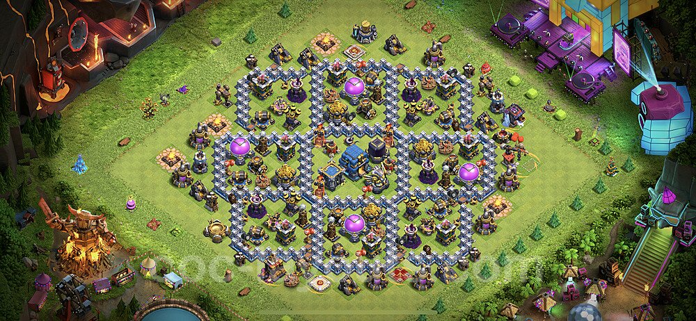 Anti Everything TH12 Base Plan with Link, Hybrid, Copy Town Hall 12 Design 2023, #59
