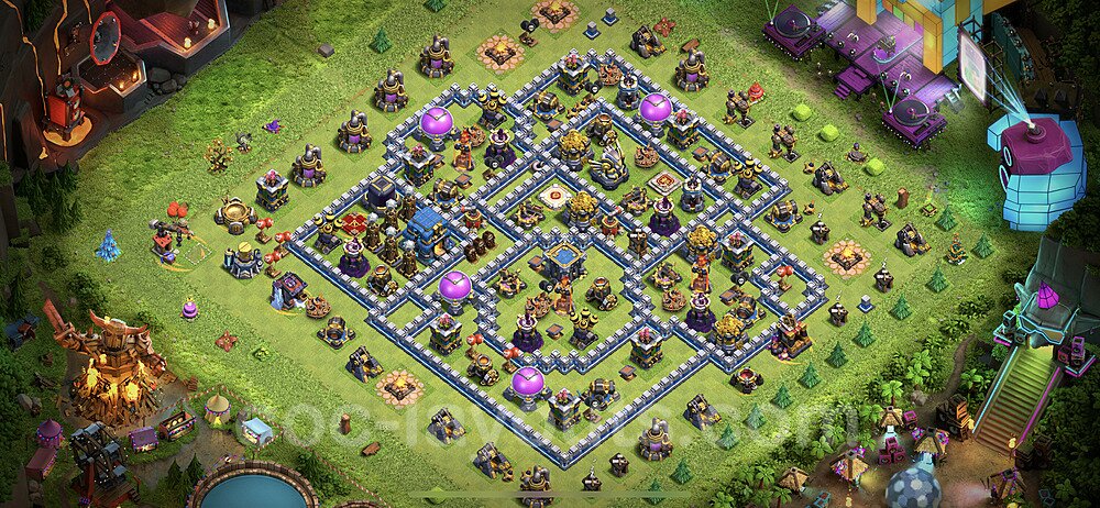 Anti Everything TH12 Base Plan with Link, Hybrid, Copy Town Hall 12 Design 2023, #60