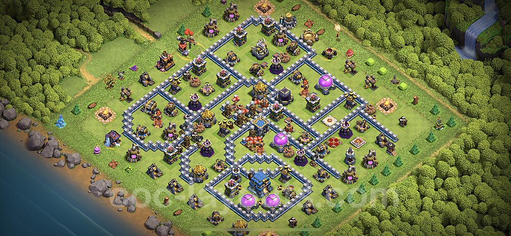 TH12 Trophy Base Plan with Link, Hybrid, Copy Town Hall 12 Base Design 2023, #95