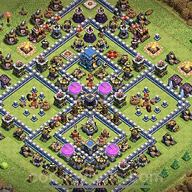 Maxato Municipio livello 12 Base + Link, Ibrido, Anti tutto - Miglior Disposizione villaggio per Farming COC TH12 - #13