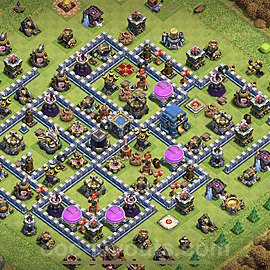 Municipio livello 12 Base + Link, Ibrido, Anti tutto - Miglior Disposizione villaggio per Farming COC TH12 - #19