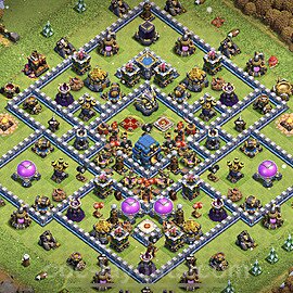 Diseño de aldea para farming Ayuntamiento 12 Copiar, Anti 3 Estrellas, Anti Aire / Electro Dragón - COC TH12 Perfecta Distribucion 2023 + Enlace - #54