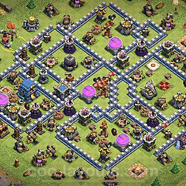 Base plan TH12 Max Levels with Link, Hybrid for Farming 2023, #69