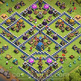 Base plan TH12 (design / layout) with Link, Anti 3 Stars, Anti Everything for Farming 2025, #89