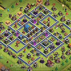 Municipio livello 12 Base + Link, Ibrido - Miglior Disposizione villaggio per Farming COC 2025 TH12 - #91