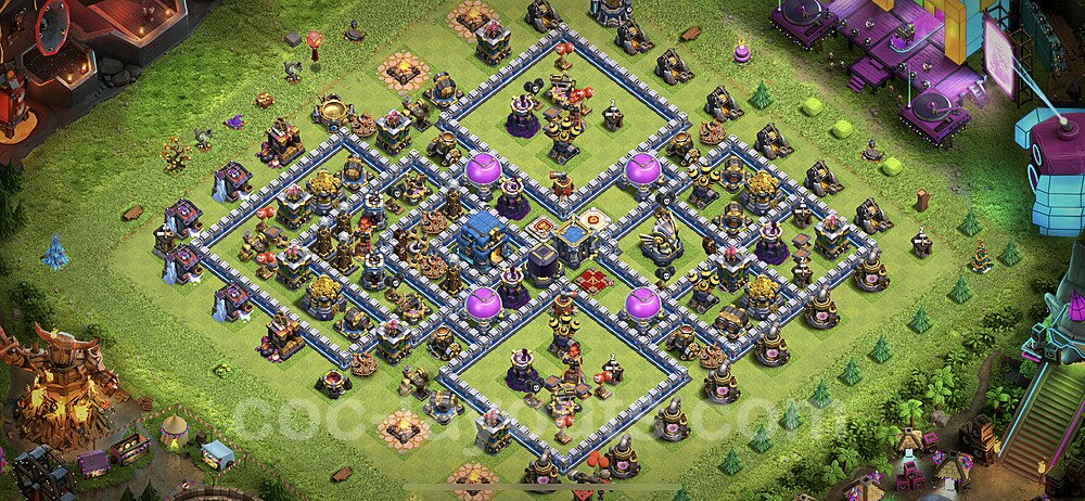 Base plan TH12 Max Levels with Link, Hybrid for Farming, #36