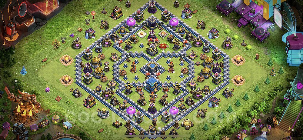 Base plan TH12 (design / layout) with Link, Legend League, Hybrid for Farming 2022, #44