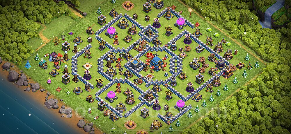 Base plan TH12 (design / layout) with Link, Anti Everything, Hybrid for Farming 2023, #77