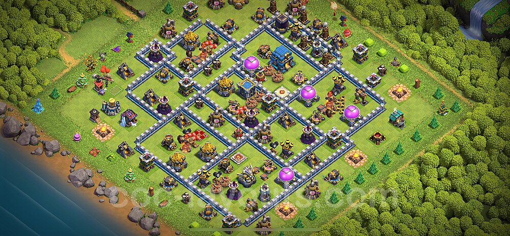 Farming Base Village HDV 12 + Lien (Link), Anti tout, Hybride 2024 - Hôtel de Ville 12 Base Copier - #85