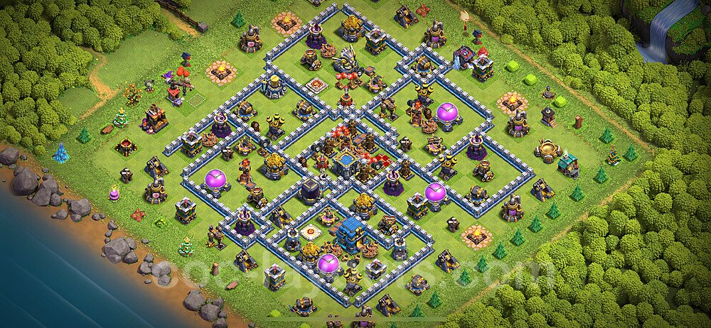 Farming Base Village HDV 12 + Lien (Link), Anti tout, Hybride 2024 - Hôtel de Ville 12 Base Copier - #87