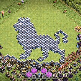 TH12 Funny Troll Base Plan with Link, Copy Town Hall 12 Art Design, #12