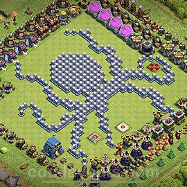 TH12 Funny Troll Base Plan with Link, Copy Town Hall 12 Art Design 2021, #16