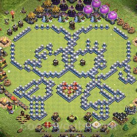 TH12 Funny Troll Base Plan with Link, Copy Town Hall 12 Art Design 2022, #17