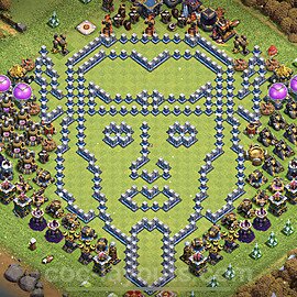 TH12 Funny Troll Base Plan with Link, Copy Town Hall 12 Art Design 2023, #31