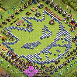 TH12 Funny Troll Base Plan with Link, Copy Town Hall 12 Art Design 2025, #46