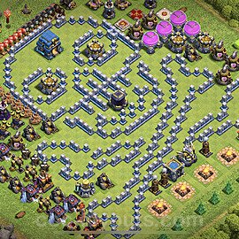 TH12 Funny Troll Base Plan with Link, Copy Town Hall 12 Art Design 2021, #9