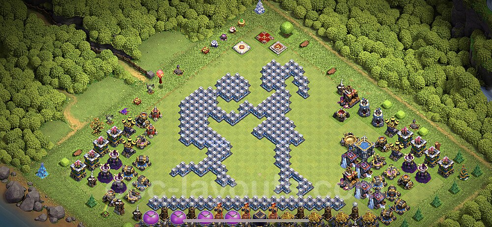 TH12 Funny Troll Base Plan with Link, Copy Town Hall 12 Art Design 2021, #1