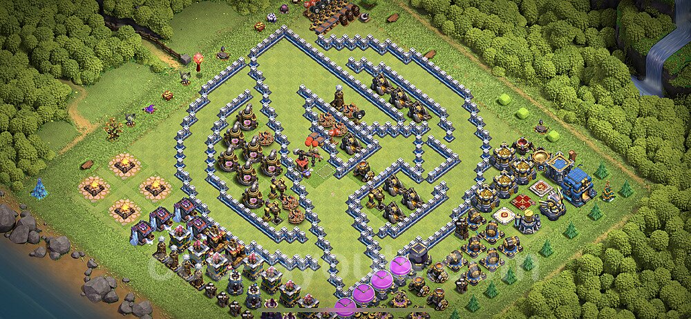 TH12 Funny Troll Base Plan with Link, Copy Town Hall 12 Art Design 2021, #10