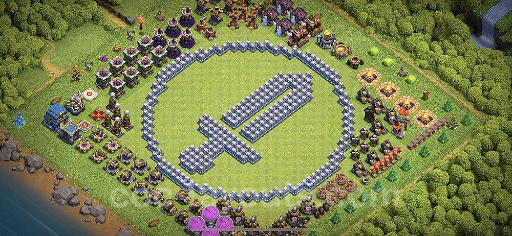TH12 Funny Troll Base Plan with Link, Copy Town Hall 12 Art Design 2021, #11