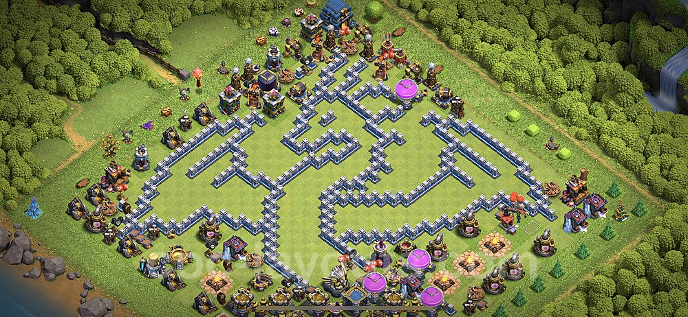 TH12 Funny Troll Base Plan with Link, Copy Town Hall 12 Art Design, #14