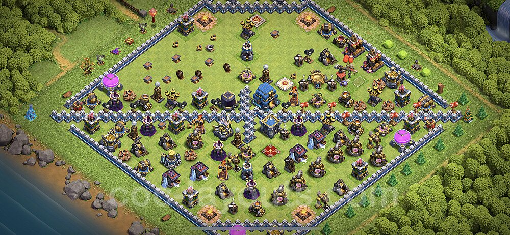 TH12 Funny Troll Base Plan with Link, Copy Town Hall 12 Art Design, #15