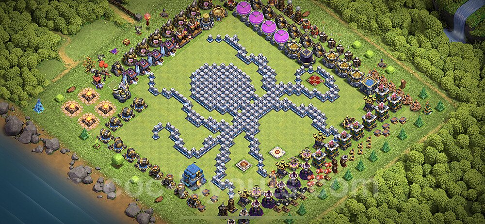 TH12 Funny Troll Base Plan with Link, Copy Town Hall 12 Art Design, #16