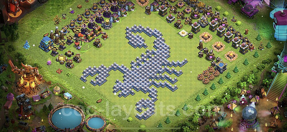 TH12 Funny Troll Base Plan with Link, Copy Town Hall 12 Art Design 2022, #19