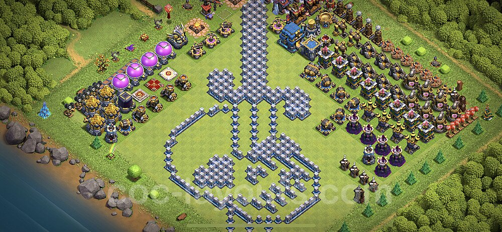 TH12 Funny Troll Base Plan with Link, Copy Town Hall 12 Art Design 2021, #2