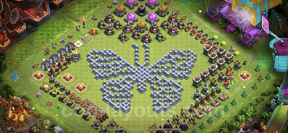 TH12 Funny Troll Base Plan with Link, Copy Town Hall 12 Art Design 2022, #20