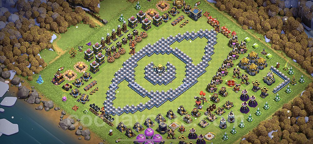 TH12 Funny Troll Base Plan with Link, Copy Town Hall 12 Art Design 2023, #24