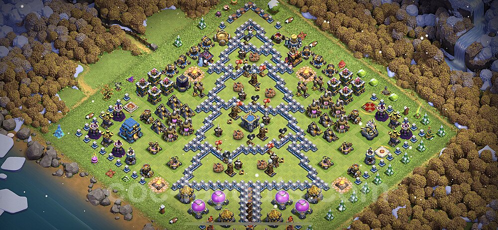 TH12 Funny Troll Base Plan with Link, Copy Town Hall 12 Art Design, #25