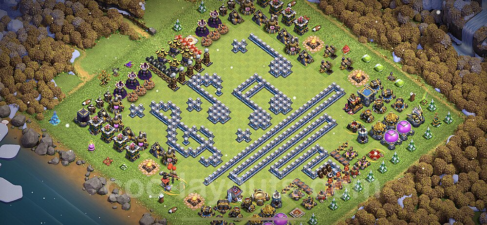 TH12 Funny Troll Base Plan with Link, Copy Town Hall 12 Art Design 2023, #26