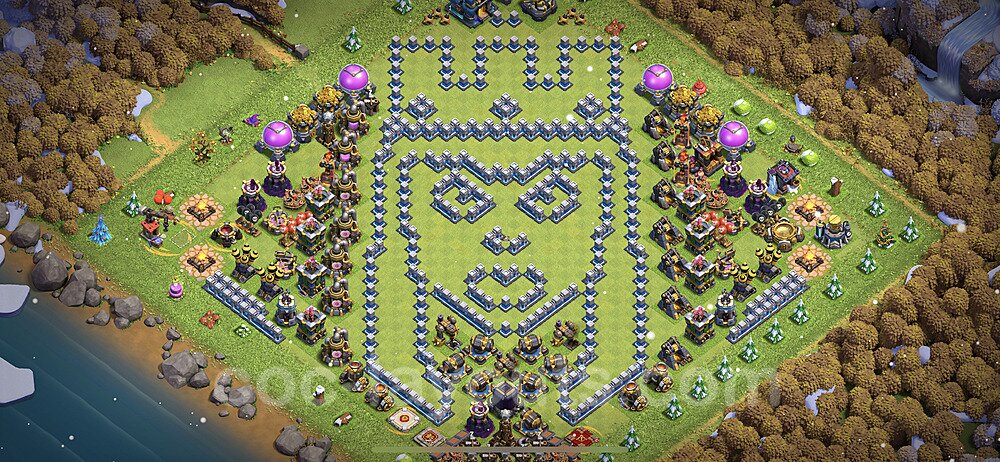 TH12 Funny Troll Base Plan with Link, Copy Town Hall 12 Art Design 2023, #27