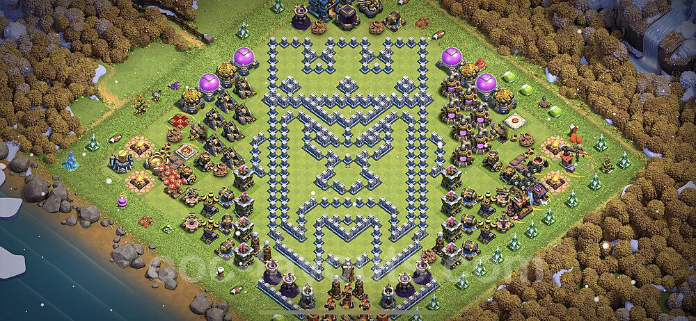 TH12 Funny Troll Base Plan with Link, Copy Town Hall 12 Art Design 2023, #29